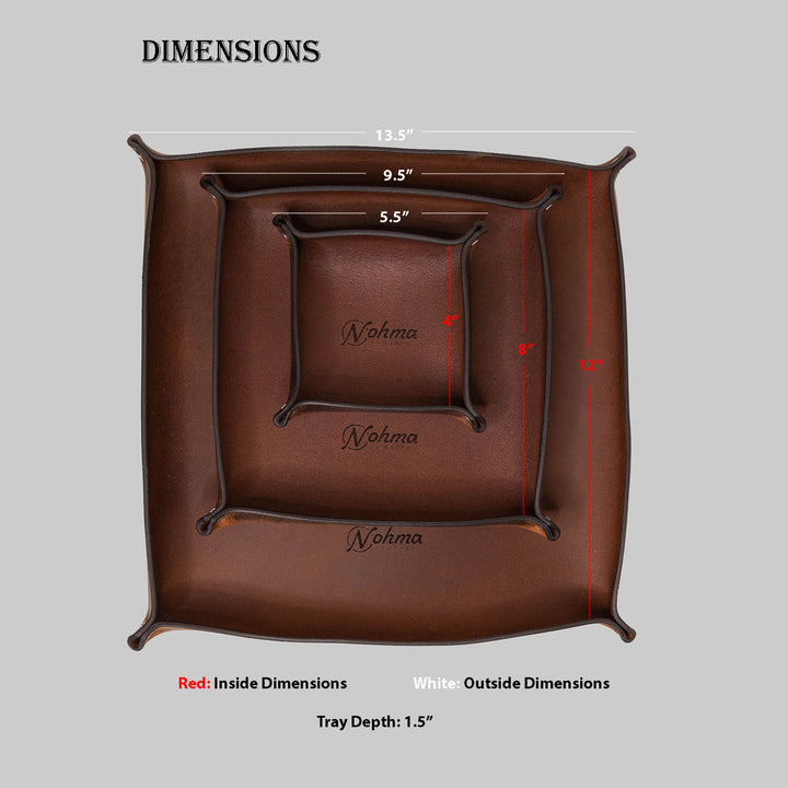 Premium USA-Made Leather Square Trays - Perfect Desk Organizer