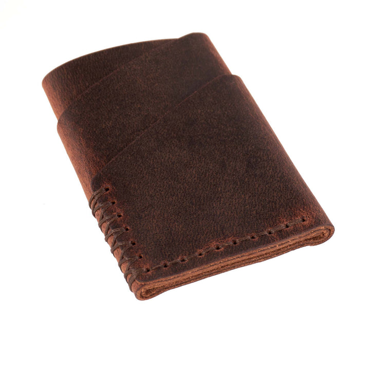 Brown leather wallet on a white background