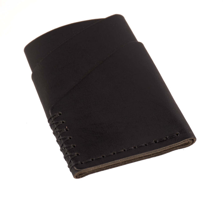 Black leather wallet on a white background