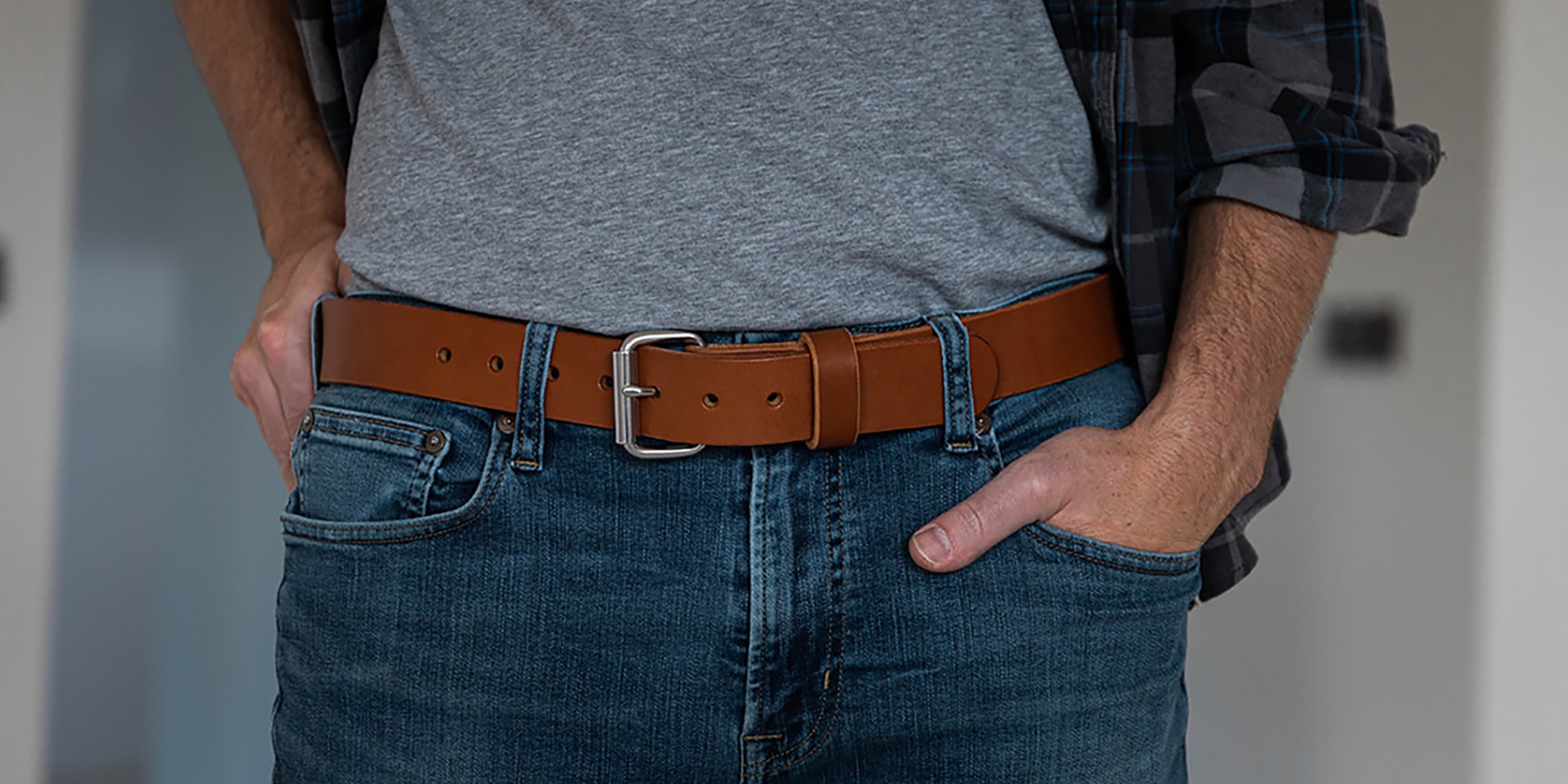 leather belt worn with jeans
