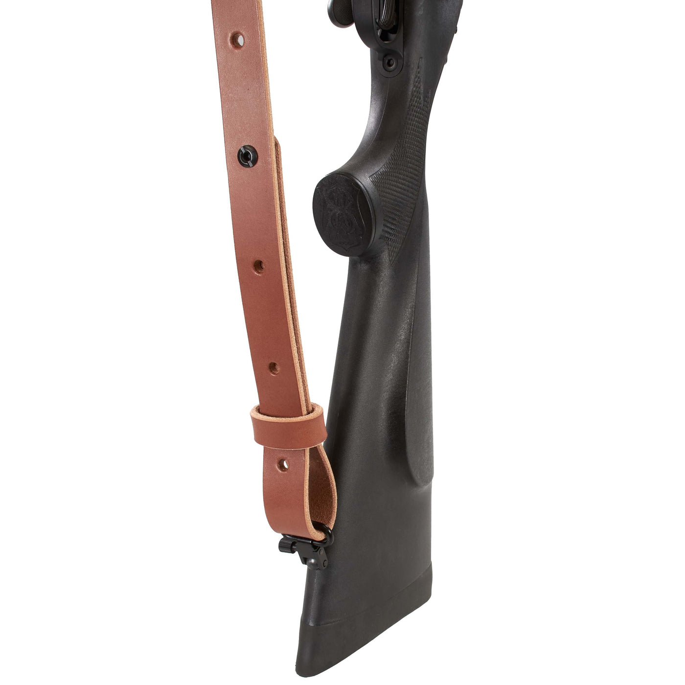 Nohma Leather BF500 Buffalo Leather Rifle Sling - Padded, Adjustable, Handmade In USA (Black With Black Stitching)
